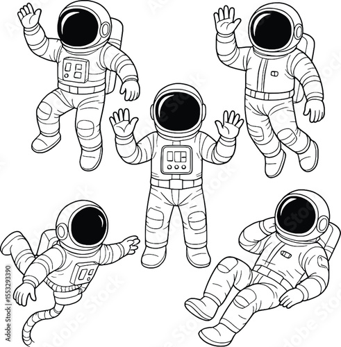 astronaut vector hand drawn illustration line art