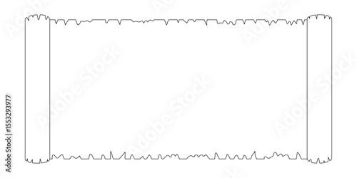 vector paper scroll design illustration. Cartoon black and white clip art isolated on transparent background.