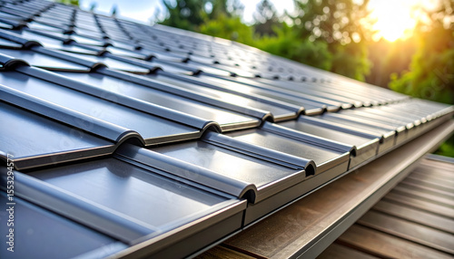 Close-Up of Clean Solar Panels on Roof for Renewable Energy