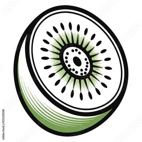 Stylish Black and White Vector Kiwi Logo Fresh Fruit Design