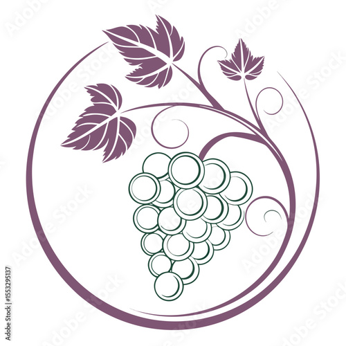 Elegant Circular Grape Bunch Logo Soft Gradient Design