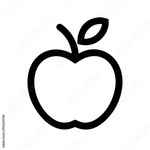 Minimalist Apple Vector Logo Single Leaf Design, Clean Outline Style