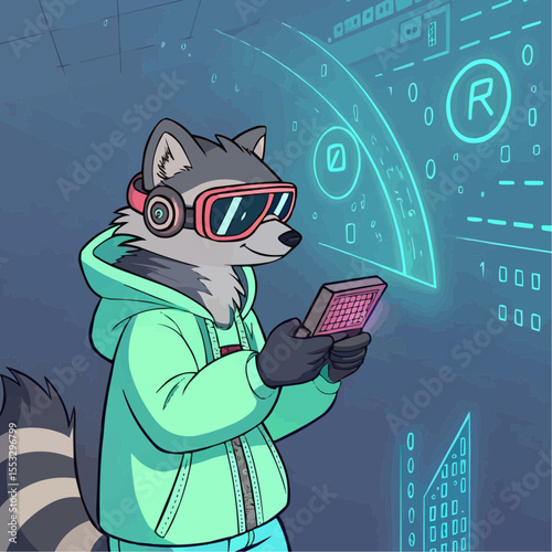Holographic Hacker Raccoon