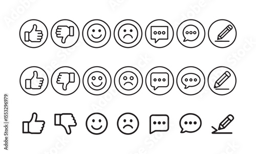 Feedback and Review Line Icon Set