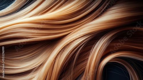 Luxurious strands of silky blonde hair cascade elegantly, showcasing the beauty and texture of hair and evoking feelings of softness, femininity, and grace.