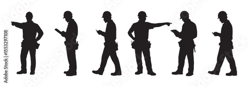Construction Worker Foreman Silhouette Set