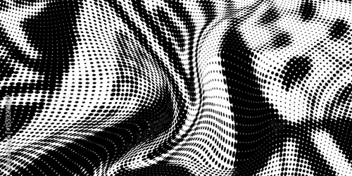 Halftone grungy background. Fading grain gritty textured wallpaper. Black and white comic noise grit surface. Pixelated speckles