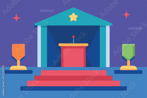 Award ceremony podium stage winner trophies celebration