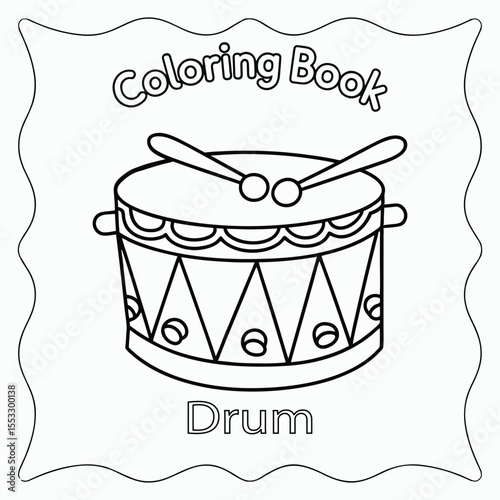 Drum Coloring Book for Kids Music Fun Art vector illustration
