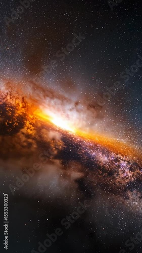 Vivid spiral galaxy with glowing dust, colorful nebula clouds, and dense star clusters shining in deep, expansive outer space