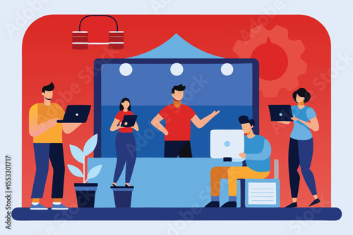 Team collaboration modern office workers technology project