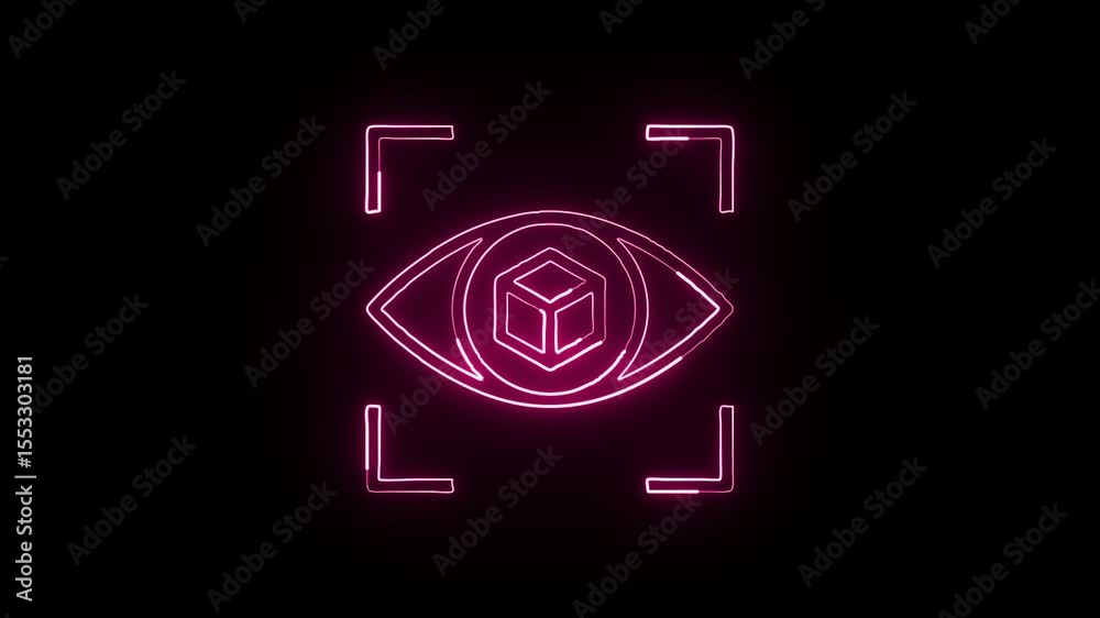 Vision Icon Animation Glowing neon Vision icon animation with black background. HD animated ...