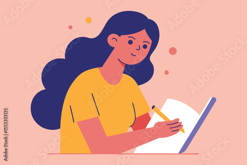 Woman writing in notebook creative ideas journaling