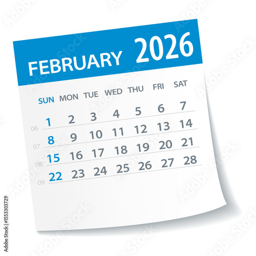 February 2026 Calendar Leaf - Vector Illustration