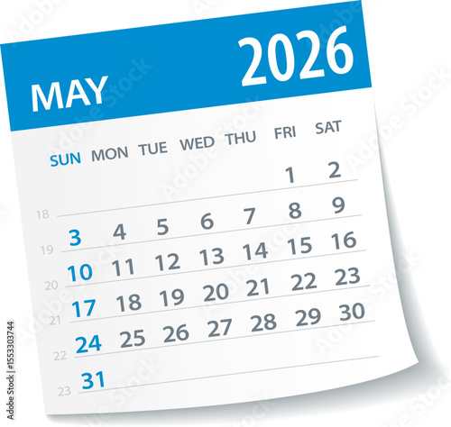 May 2026 Calendar Leaf - Vector Illustration