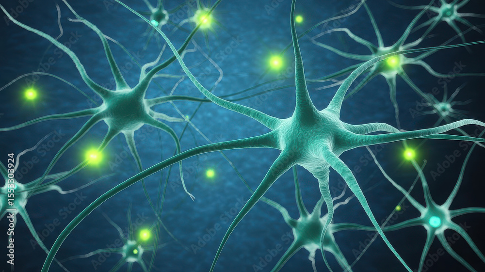 Abstract 3d rendering of glowing neurons and neural network connections Abstract 3d rendering of glowing neurons and neural network connections