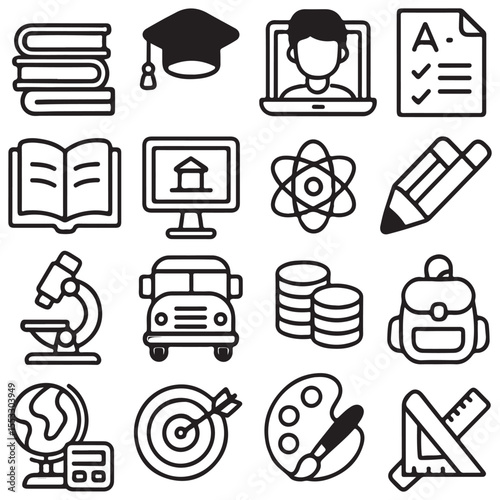 Vector Illustration Set of Education and Learning Icons