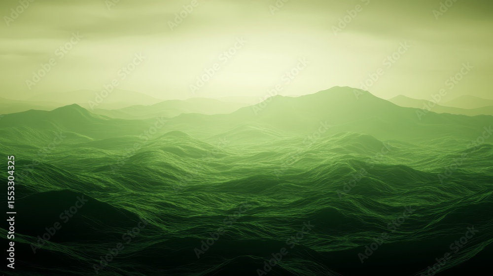 Fototapeta premium Majestic green mountain landscape under dramatic cloudy sky breathtaking vista