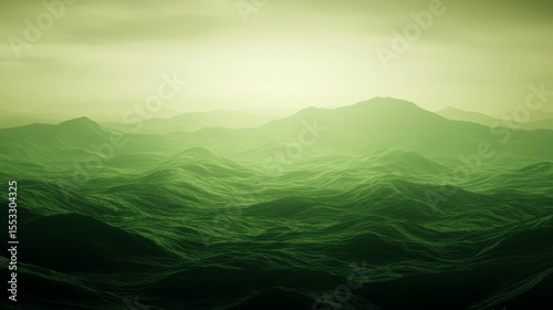 Majestic green mountain landscape under dramatic cloudy sky breathtaking vista