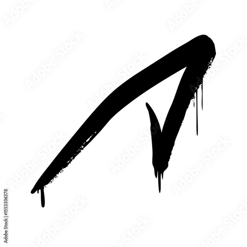 Black spray paint arrow isolated on white background