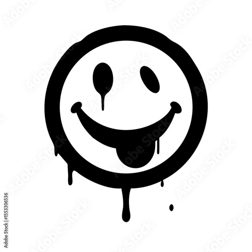Dripping smiley face isolated on white background