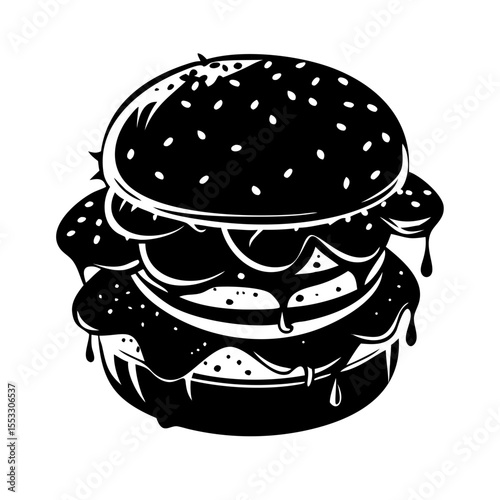 Dripping burger isolated on white background