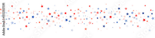 USA flag stars background, red and blue stars confetti