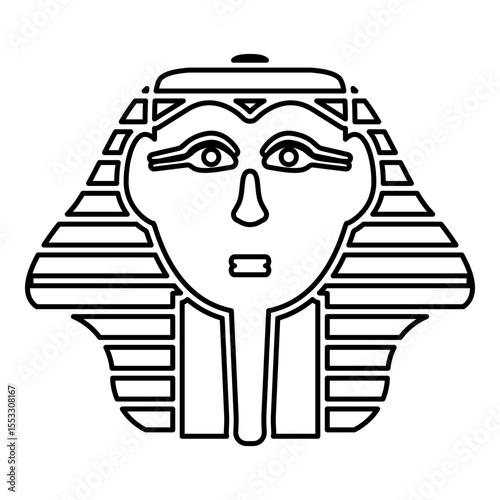 Head pharaoh cop faro mask contour outline line icon black color vector illustration image thin flat style