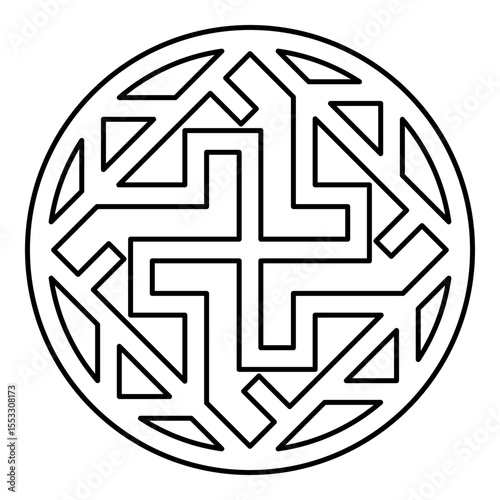 Valkyrie symbol sign slavic pagan contour outline line icon black color vector illustration image thin flat style