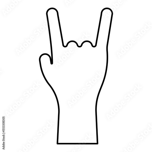 Symbol heavy metal rock male hand gesture sign contour outline line icon black color vector illustration image thin flat style