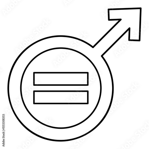 Symbol of gender equality masculism contour outline line icon black color vector illustration image thin flat style