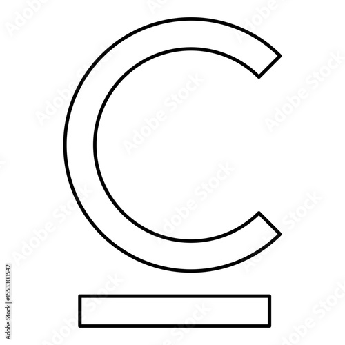 Som sign Kyrgyzstani currency symbol contour outline line icon black color vector illustration image thin flat style