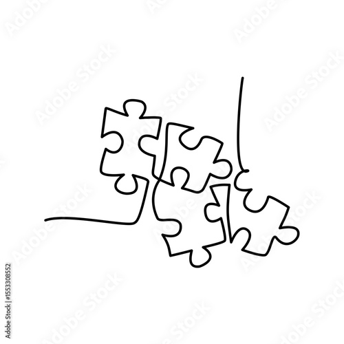 Continuous Line Puzzle Vector Illustration