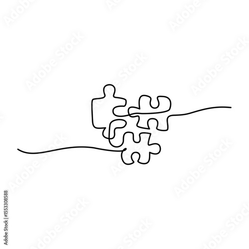 Continuous Line Puzzle Vector Illustration