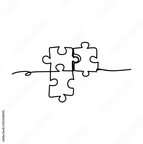 Continuous Line Puzzle Vector Illustration