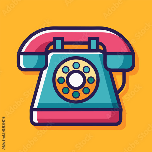 analog telephonic communications, classic icon design, minimalist graphic symbol, vibrant color variants, vector illustration
