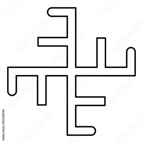 Heavenly cross symbol sign slavic pagan contour outline line icon black color vector illustration image thin flat style