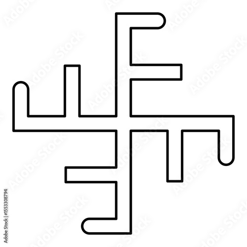 Sun crest symbol sign slavic pagan contour outline line icon black color vector illustration image thin flat style
