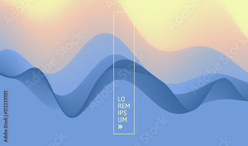 Blue abstract ocean seascape. Sea surface. Realistic landscape with waves. Nature background. Cover design template. 3d vector illustration for banner, flyer, poster or brochure.