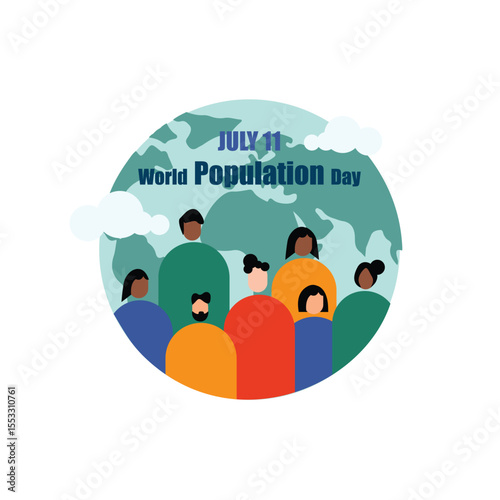 Illustration of unity and awareness on global population issues.