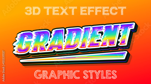 Multicolor 3D Text Effect with Gradient, Vibrant Editable Typography Style