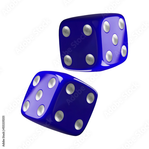 a blue dice on transparent background