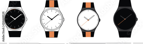 Sleek Modern Minimalist Watch Designs: A Collection of Stylish Timepieces for Fashion-Forward Individuals, Perfect for Lifestyle, Accessory, and E-commerce Visuals, Featuring Contemporary Aesthetics.