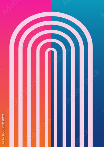 Abstract gradient painting with geometric shapes. Minimalistic graphics.