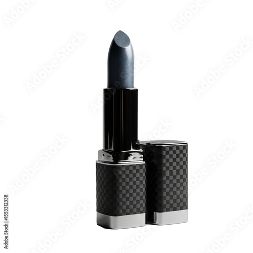 Isolated on white, a shiny red lipstick tube, a glamourous accessory for lips