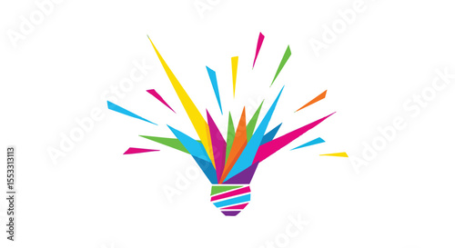 Vibrant Abstract Light Bulb Symbolizing a Burst of Creative Ideas and Energetic Solutions