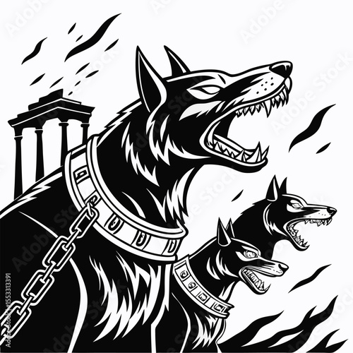 Vector angry barking dog Tattoo Line Art Illustration Silhouette with Minimal Clip Art Design for Posters Printable Ink Decor and Artistic Drawing Projects