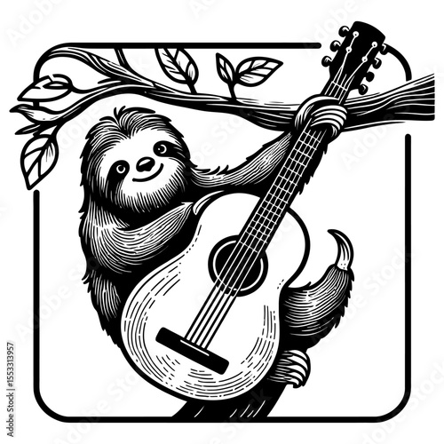 A sloth play guitar