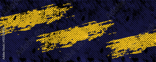 Abstract yellow-blue frame on a dark background. Sporty design in grunge style. vector Illustration for sports