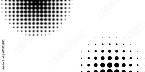 Set of halftone dots pattern texture isolated on white background. Dotted spots using halftone circle dot raster texture collection. Vector half tone collection.